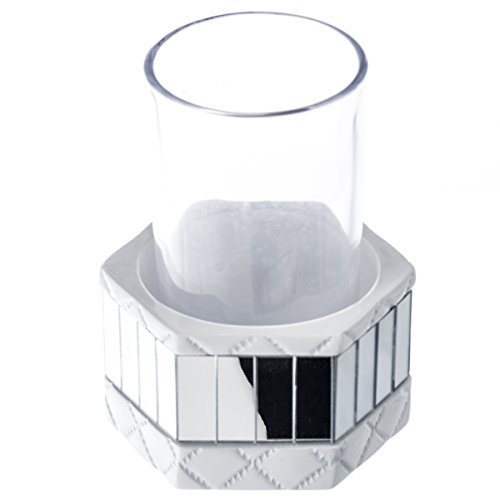 Product Cover Quilted Mirror Bathroom Tumbler Holder with Glass (3.5