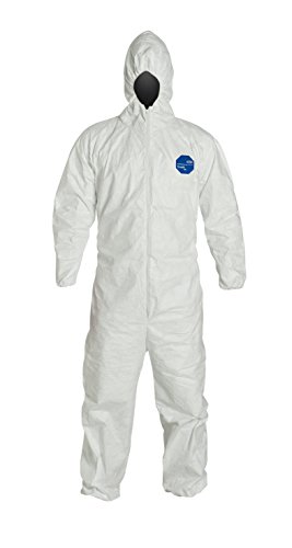 Product Cover DuPont Tyvek 400 TY127S Individually Packed Disposable Protective Coverall with Hood and Elastic Cuff for PPE Vending Machines, White, Large (Retail Pack of 1)