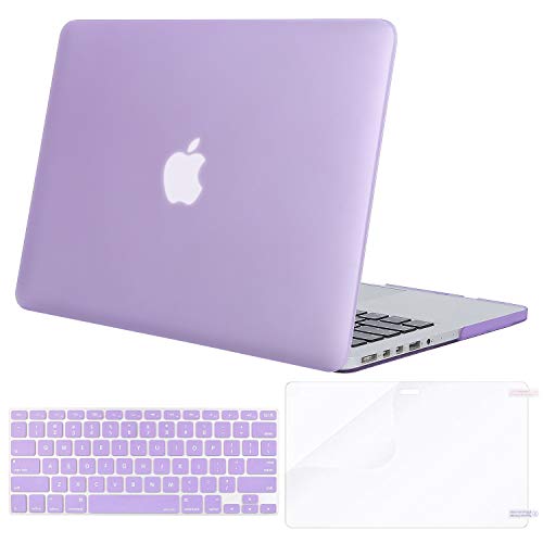 Product Cover MOSISO Case Only Compatible with Older Version MacBook Pro Retina 13 inch (Models: A1502 & A1425) (Release 2015 - end 2012), Plastic Hard Shell Case & Keyboard Cover & Screen Protector, Light Purple