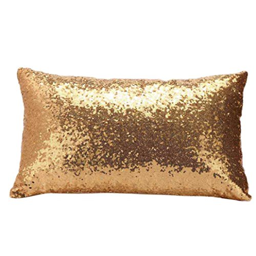 Product Cover Iuhan Fashion Sequins Sofa Bed Home Decoration Festival Pillow Case Cushion Cover (Yellow)