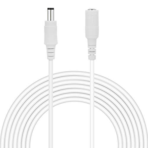 Product Cover Dericam Universal 10ft 3 Meters Power Extension Cable, DC 5 Volt Power Adapter Extension Cord, Extend Additional 10ft Length for DC 5V Power Adapter or Wall Charger, 3.5mm DC Plug, 5V-3M, White