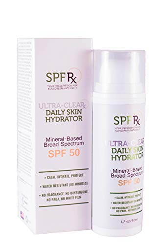 Product Cover SPF Rx Ultra Clear UV Moisturizer SPF 50 Sunscreen Lotion with Zinc Oxide & Hyaluronic Acid | Mineral Sunblock Protects from UVA + UVB + HEV | No Fragrance, No Paraben, No Oxybenzone | 1.7 oz