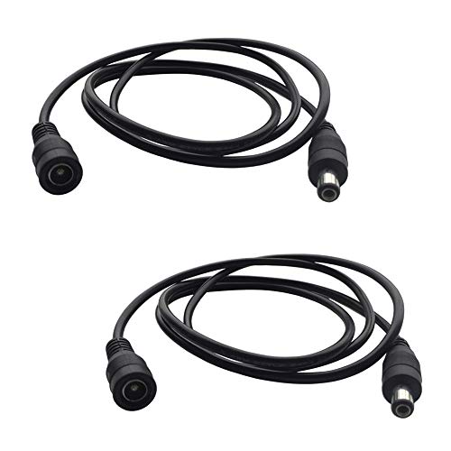Product Cover Eleidgs 2PCS 1 Meter 2.1mm x 5.5mm DC 12V Adapter Cable DC Plug Extension Cable Male to Female Black, For LED, CCTV, Car, Monitors, and more (3.3ft)