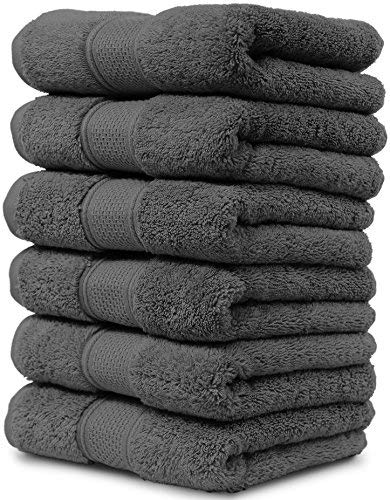 Product Cover Maura 6 Piece Hand Towel Set. 2017 Premium Quality Turkish Towels. Super Soft, Plush and Highly Absorbent. Set Includes 6 Pieces of Hand Towels (Hand Towel - Set of 6, Space Gray)
