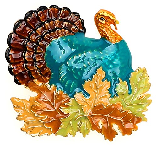 Product Cover Lova Jewelry Retro Turkey Foliage Thanksgiving Fall Enameled Metal Brooch