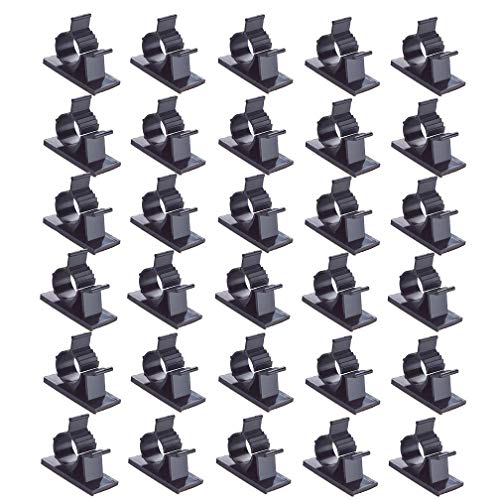 Product Cover Viaky 30 Pcs Black Clips Self Adhesive Backed Nylon Wire Adjustable Cable Clips Adhesive Cable Management Drop Wire Holder