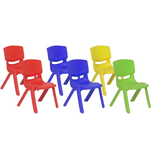 Product Cover Best Choice Products Multicolor Set of 6 Kids Plastic Stacking School Chairs Set, 10