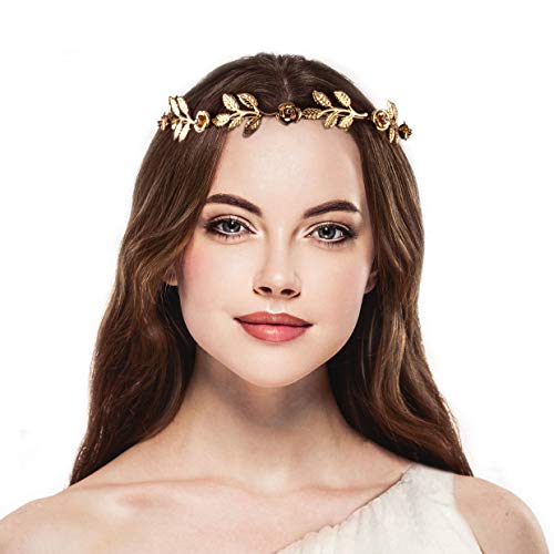 Product Cover Lux Accessories Gold Tone and Rhinestone Leaf Leaves Metal Flower Crown