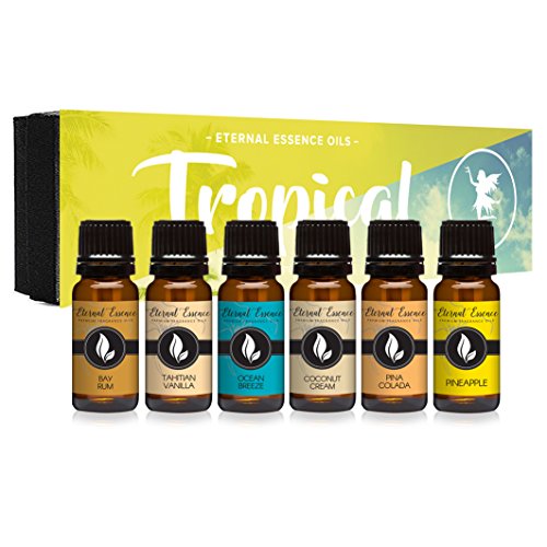 Product Cover Tropical Gift Set of 6 Premium Grade Fragrance Oils - Coconut Cream, Bay Rum, Pina Colada, Tahitian Vanilla, Ocean Breeze, Pineapple - 10Ml - Scented Oils