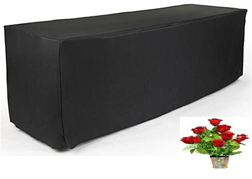 Product Cover ONLINE WEDDING SUPPLY OWS 5' Feet 5 Foot Fitted Rectangle Polyester Table Cloth Tresale Table Cover Trade Show Booth DJ 5 ft Black - 1 Pc