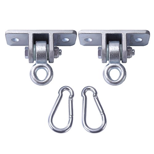 Product Cover BETOOLL 2400 lb Capacity Heavy Duty Swing Hangers for Wooden Sets Playground Porch Indoor Outdoor & Hanging Snap Hooks Silver Set of 2