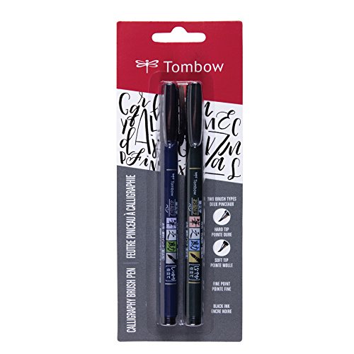 Product Cover Tombow 62038 Fudenosuke Brush Pen, 2-Pack. Soft and Hard Tip Fudenosuke Brush Pens for Calligraphy and Art Drawings