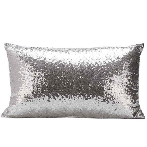 Product Cover GBSELL Pillow Cover Glitter Sequins Rectangle Throw Pillow Case Cafe Home Party Christmas Decor Cushion (Silver)