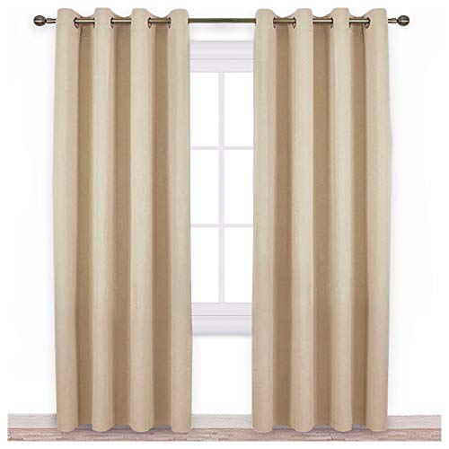 Product Cover NICETOWN Bedroom Room Darkening Draperies - Home Fashion Thermal Insulated Solid Grommet Room Darkening Window Curtains for Hall Room (1 Pair, 52 Inch Wide by 84 Inch Long, Beige)