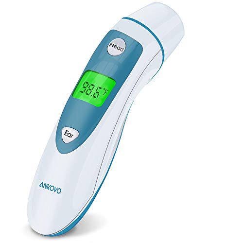 Product Cover ANKOVO Thermometer for Fever Digital Medical Infrared Forehead and Ear Thermometer for Baby, Kids and Adults with Fever Indicator