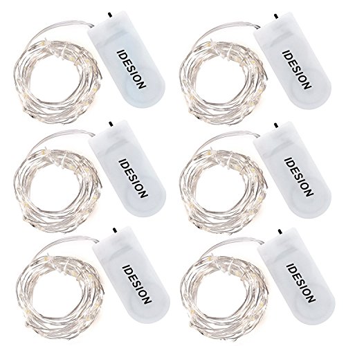 Product Cover KINGTOP IDESION Led String Lights 6 Pack Fairy Micro Lights 2M 20 LEDs Battery Powered Silver Wire Waterproof Lights for Holiday Party Wedding Centerpiece Bottle Decoration [Energy Class A+]