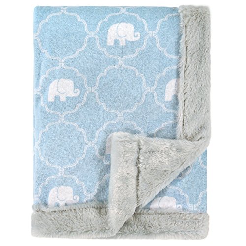 Product Cover Hudson Baby Plush Blanket with Furry Binding & Back, Elephant