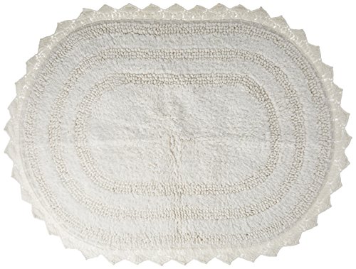 Product Cover DII Ultra Soft Spa Cotton Crochet Oval Bath Mat or Rug Place in Front of Shower, Vanity, Bath Tub, Sink, and Toilet, 21 x 34
