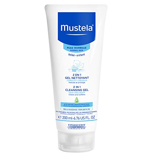 Product Cover Mustela 2 in 1 Cleansing Gel, Baby Body & Hair Cleanser for Normal Skin, Tear-Free, with Natural Avocado Perseose, 6.76 Fl. Oz