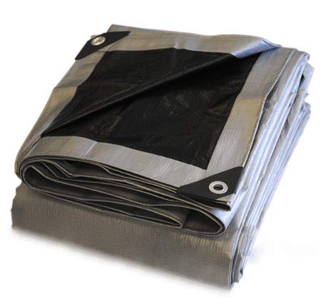 Product Cover 8x10 Heavy Duty Silver/Black Poly Tarp - 10.5 mil - 14x14 Weave - 100% Waterproof