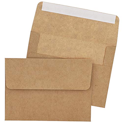 Product Cover Juvale 100 Pack Brown Kraft A7 Invitation Envelopes for 5 x 7 Wedding Cards, Photos, Baby Shower Invites - Square Peel & Stick Flap, 5.25 x 7.25 Inches