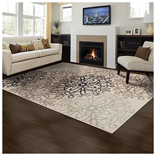 Product Cover Superior Elegant Leigh Collection Area Rug, 8mm Pile Height with Jute Backing, Chic Contemporary Floral Medallion Pattern, Anti-Static, Water-Repellent Rugs - Beige, 8' x 10' Rug