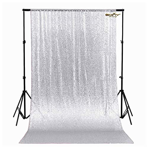 Product Cover 4FTx6FT Sparkly - Sequin Photo Backdrop, Photo Booth, Photography Backdrop, DIY Photobooth, Wedding Backdrop, Sparkle Backdrop, Grad Party, Birthday (Silver)