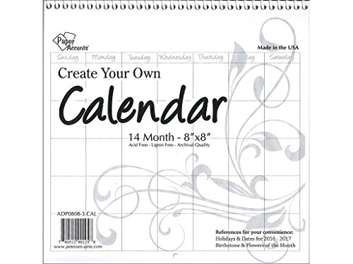 Product Cover Accent Design Paper Accents CYO Calendar 8x8 Blank Wht Calendar8x8