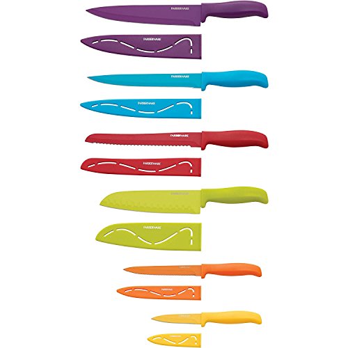 Product Cover Farberware 5183157 12-Piece Non-Stick Resin Cutlery Knife Set, Multicolor