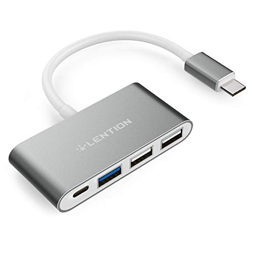Product Cover LENTION 4-in-1 USB-C Hub with Type C, USB 3.0, USB 2.0 Compatible MacBook Air 2018 2019, MacBook Pro 13/15/16 (Thunderbolt 3), ChromeBook, More, Multiport Charging & Connecting Adapter (Space Gray)
