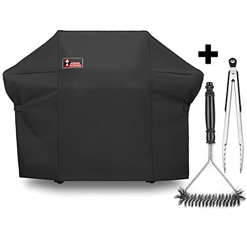 Product Cover Kingkong 7108 Premium Grill Cover for Weber Summit 400-Series Gas Grills (Compared to The Weber 7108 Grill Cover) Including Grill Brush and Tongs