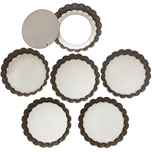 Product Cover Webake Mini Tart Pan Set of 6, Non-Stick 4 Inch Quiche Pie Mold Removable Bottom Mini Tart Tins