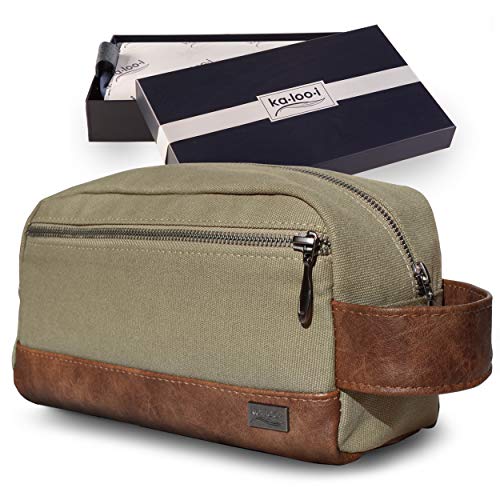 Product Cover Toiletry Bag for Men - Canvas Dopp Kit for Travel, Gym, Grooming & Shaving, Waterproof Lining, 10