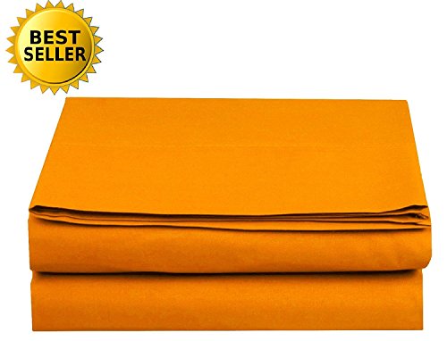 Product Cover Luxury Fitted Sheet on Amazon Elegant Comfort Wrinkle-Free 1500 Thread Count Egyptian Quality 1-Piece Fitted Sheet, Twin/Twin XL Size, Vibrant Orange