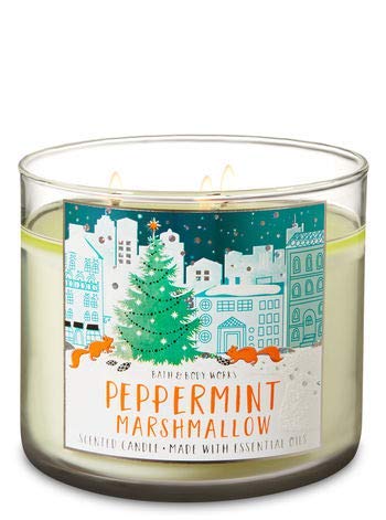 Product Cover Bath and Body Works White Barn Peppermint Marshmallow Candle 3 Wick 14.5 Ounce