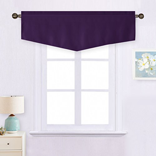 Product Cover NICETOWN Blackout Valance Short Curtains - Thermal Insulated Window Curtain Top Treatment Ascot Rod Pocket Valances Tiers for Loft/Bathroom/Kids Room/Kitchen, 52W by 18L in, Royal Purple, 1 Pc