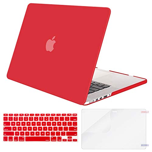 Product Cover MOSISO Case Only Compatible with Older Version MacBook Pro Retina 13 inch (Models: A1502 & A1425) (Release 2015 - end 2012), Plastic Hard Shell Case & Keyboard Cover & Screen Protector, Red