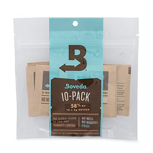 Product Cover Boveda 58% RH 8 Gram, patented 2-Way Humidity Control, (1) 10-Pack, Unwrapped Boveda, Resealable Bag