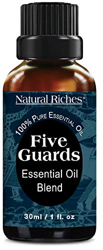 Product Cover Five Guards Immunity Synergy Blend Health Shield, Aromatherapy Essential Oils 30ml Pure Therapeutic Grade Natural Germ Fighter Clove Cinnamon Lemon Rosemary Eucalyptus Oil from tales of French Thieves
