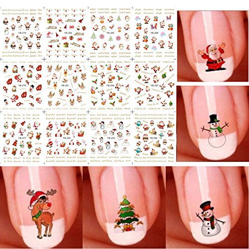 Product Cover Giveme5 Christmas 3D Nail Art Stickers Snowflakes Cute Snowmen Nail Decals