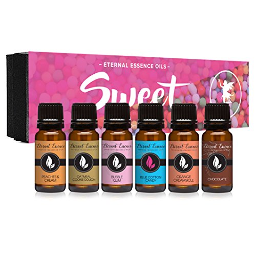 Product Cover Sweet Gift Set of 6 Premium Grade Fragrance Oils - Bubble Gum, Orange Creamsicle, Peaches & Cream, Blue Cotton Candy, Oatmeal Cookie Dough, Chocolate - 10Ml - Scented Oils