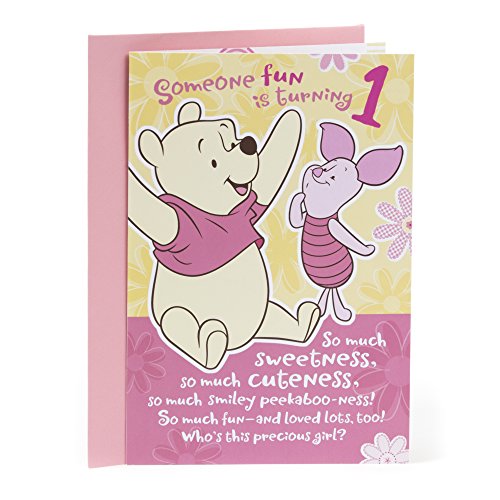 Product Cover Hallmark 1st Birthday Greeting Card for Girls (Winnie the Pooh and Piglet)