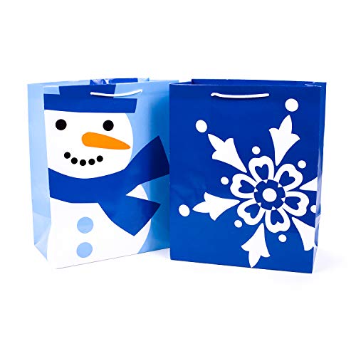 Product Cover Hallmark Large Holiday Gift Bags (Pack of 2; Happy Snowman, Big Snowflake)
