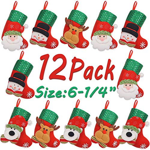 Product Cover LimBridge 12pcs Mini Christmas Stockings Gift & Treat Bag, for Favors and Decorating