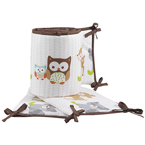 Product Cover Bedtime Originals Friendly Forest Woodland, 4 Piece Crib Bumper, Green/Brown
