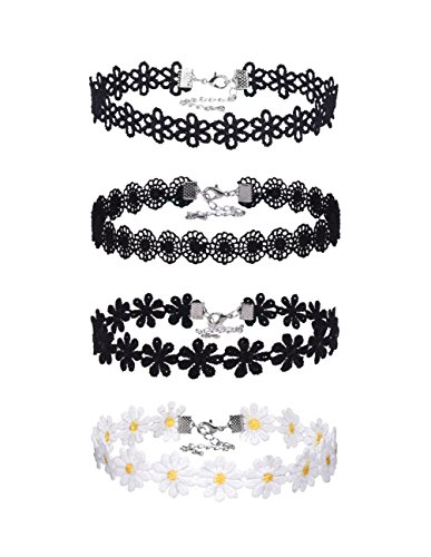 Product Cover Mudder Lace Choker Necklaces Vintage Gothic Tattoo Choker for Women Girls, 4 Pieces
