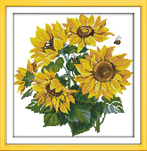 Product Cover CaptainCrafts New Cross Stitch Kits Patterns Embroidery Kit - Sunflower (Stamped)