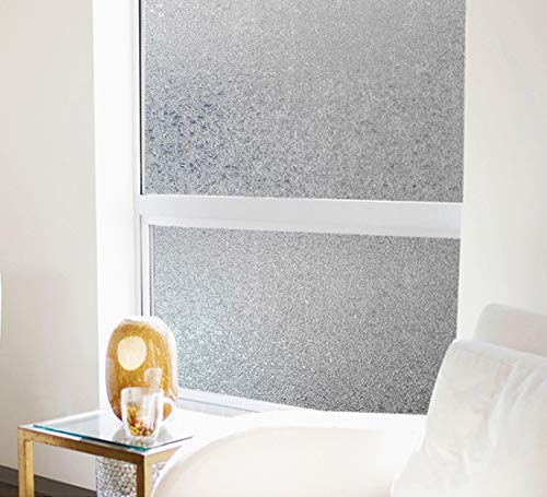 Product Cover Coavas Privacy Window Film No Glue Static Film Heat Control Anti UV Crystal Pattern Film Glass Film for Living Room/Bedroom/Restroom/Bathroom/Kid's Room 17.7x78.7 inches