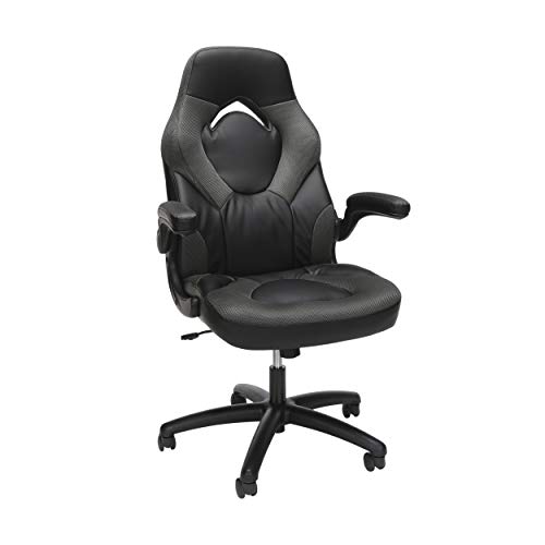 Product Cover OFM Essentials Collection Racing Style Bonded Leather Gaming Chair, in Gray (ESS-3085-GRY)