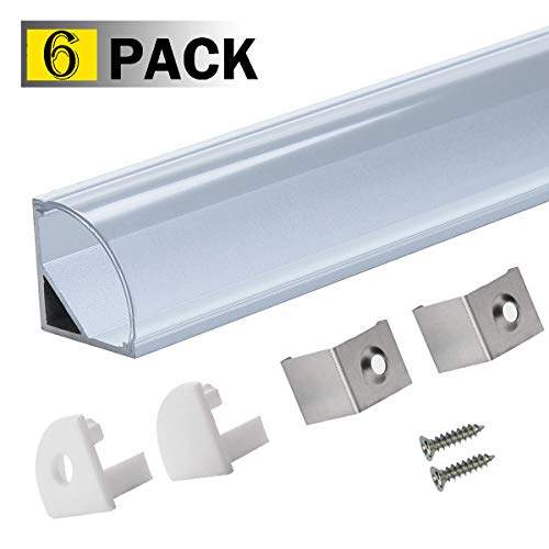 Product Cover StarlandLed 6 Pack 1M/3.3ft V-Shape LED Channel Aluminum with Clear PC Cover for Strip Lights Mounting,LED Strip Light Channel with Complete Mounting Accessories